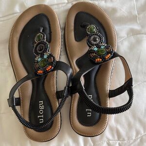 Black Beaded Women's Sandals